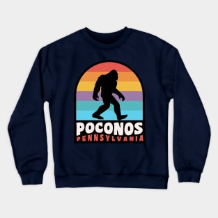 Poconos Pennsylvania Bigfoot Sasquatch Retro Sunset Crewneck Sweatshirt